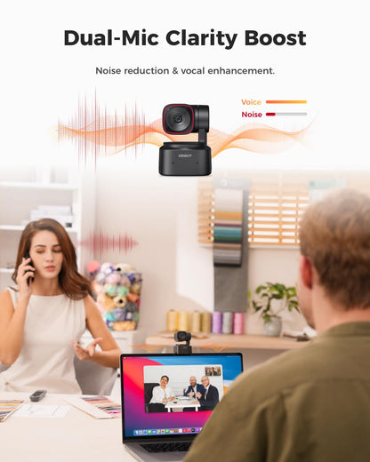 OBSBOT Tiny 2 Lite 4K Webcam for PC, AI Tracking PTZ Streaming Camera with 1/2" Sensor, Gesture Control, 60 FPS, HDR, Microphones, Web Camera for Desktop Computer, Laptop, Meeting, Video Calls, etc.