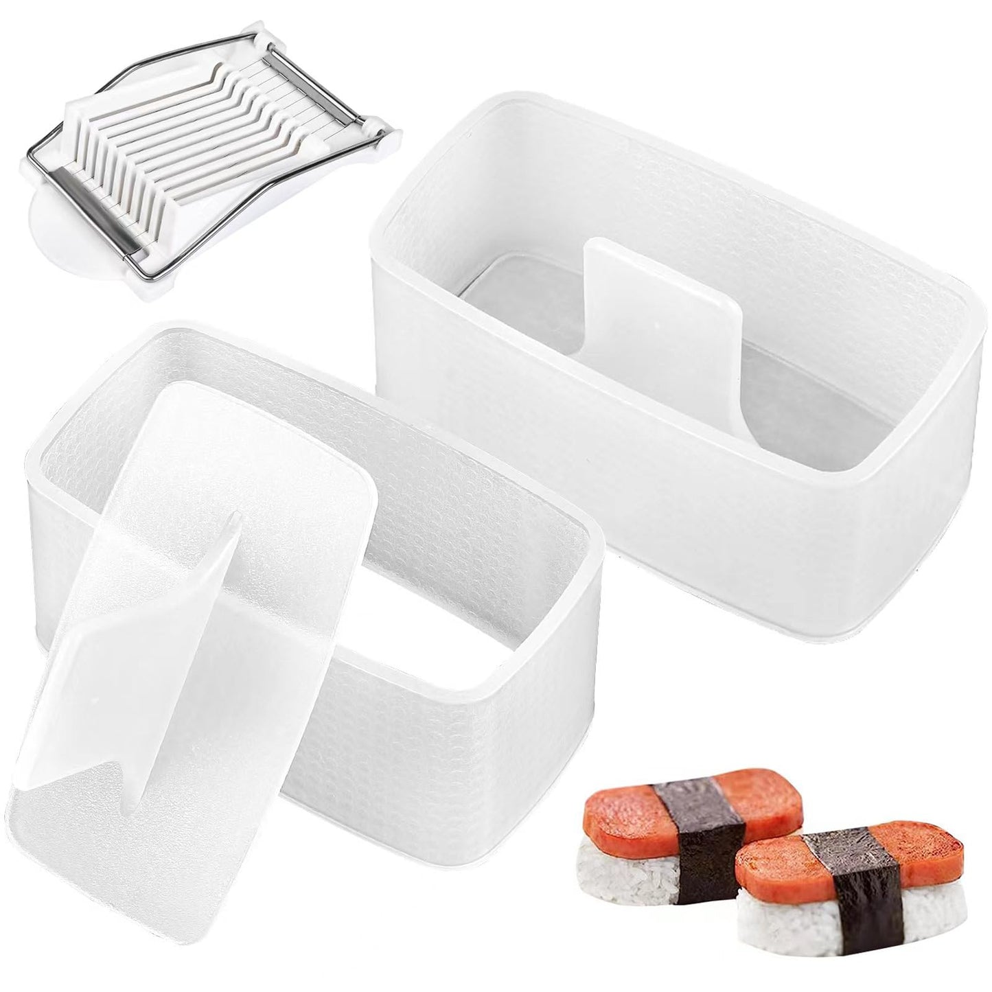 Musubi Mold Kit Musubi Maker Press 2 Pack with Luncheon Meat Slicer and Rice Paddle - Create Authentic Hawaiian Musubi at Home Non-Stick, The Musubi Mold is Used in Hawaii Restaurants