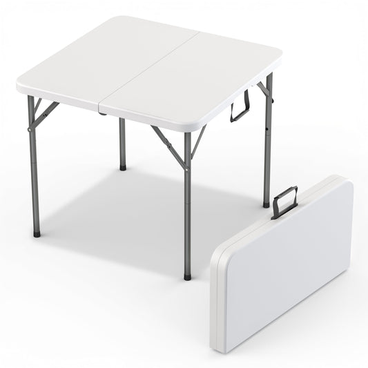 34" Square Foldable Table with Built in Handle & Steel Legs | Heavy Duty Portable | Perfect for Party, Dining, Wedding, Events, Picnic Indoor, Outdoor, Camping, Utility, Temporary