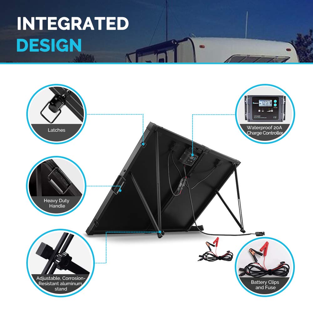 Renogy 200W 12V Portable Solar Panels Suitcase with Waterproof 20A Charge Controller, Foldable 200 Watt Solar Panel W/ Adjustable Kickstand, Solar Charger for Power Station, RV, Camping, SUV, Off Grid