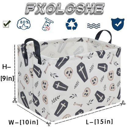 FXOCSHE Halloween goth thriller basket,Empty Halloween basket,Gothic home decor,Trick or Treat Basket for Boys and Girls,Waterproof collapsible storage box(Gothic)