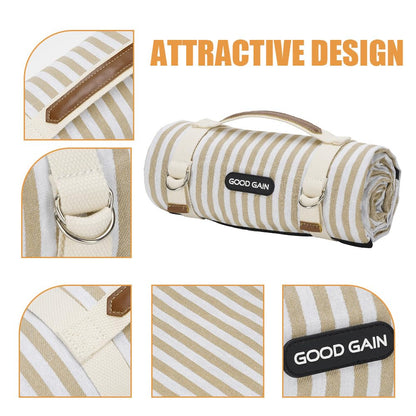 Picnic Blankets Waterproof Extra Large - Outdoor Blanket Sand Free Foldable with Carry Strap for Beach, Camping, Park Grass, Hiking, Travel, Concerts, Indoor (Sand Yellow)