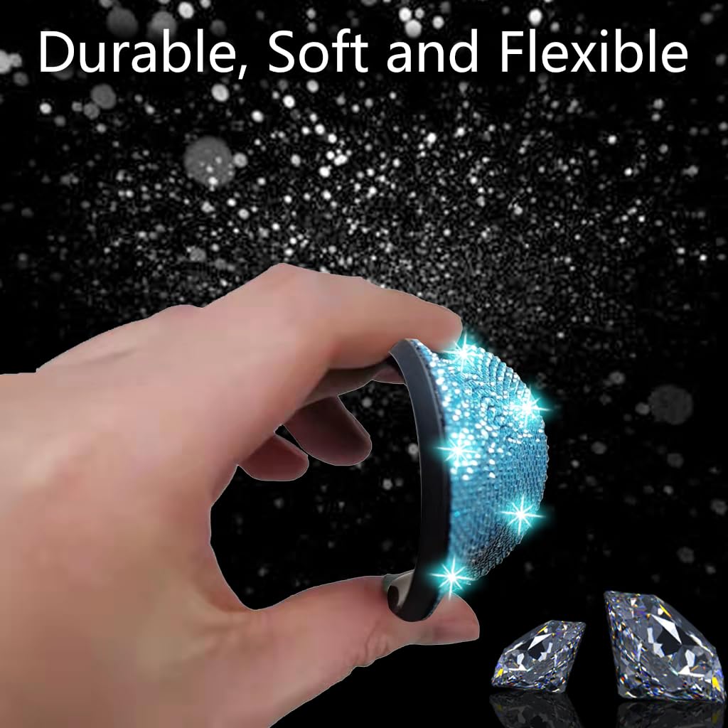 NBTEPEM 2pcs Bling Car Cup Holder Coaster, 2.75 inch Anti-Slip Shockproof Universal Fashion Car Coasters Insert Bling Crystal Rhinestone Automotive Interior Accessories for Women (2 pcs, Aquamrine)