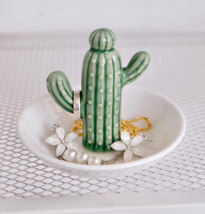 PUDDING CABIN Cactus Ring Holder Dish, Decorative Cactus Decor, Birthday & Christmas Gifts for Women & Girls