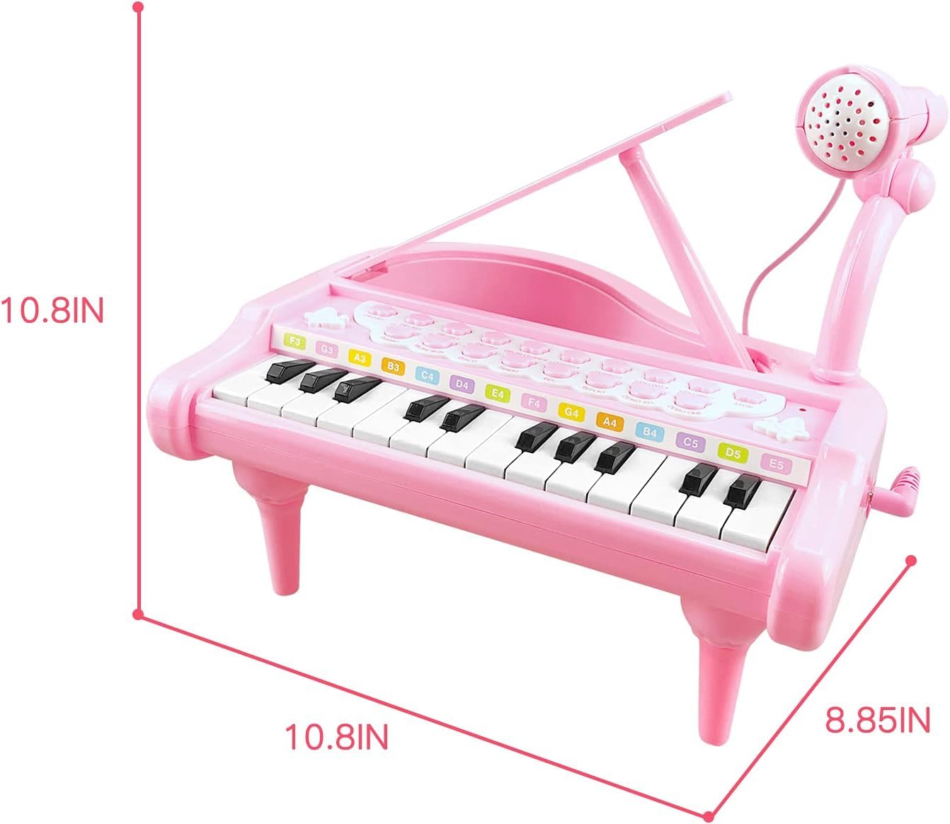 Love&Mini Piano Keyboard Toy for Girls - 24 Keys Toddler Music Toy Instrument with Microphone, Pink Piano Toy for 1 2 3 Years Old Girls Birthday Gift