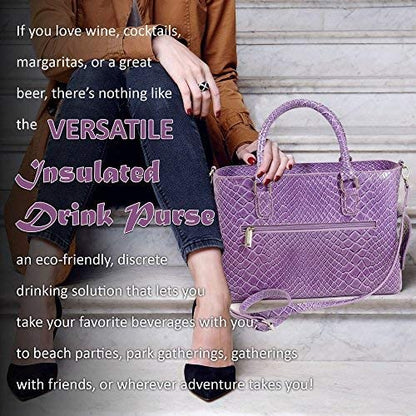 Primeware Insulated Purse w/ 3L Bladder Bag | Thermal Hot and Cold Storage | Portable Drinking Dispenser for Wine, Cocktails, Beer, Alcohol | PU Leather Finish