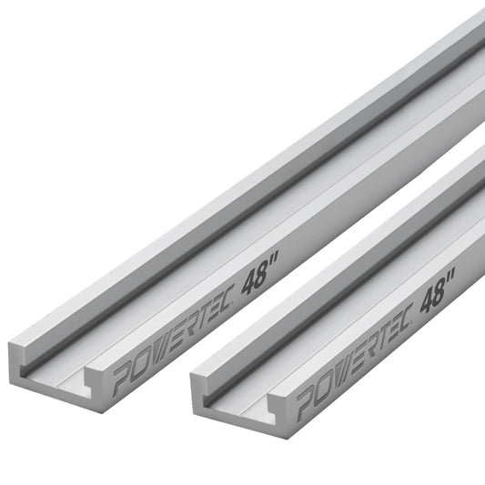POWERTEC 48" Miter T Track for Router Table, Works With Table Saw Sled, Miter Gauge, Featherboard, Miter Bar, and other T Track Accessories for woodworking, 2PK (71167-P2)