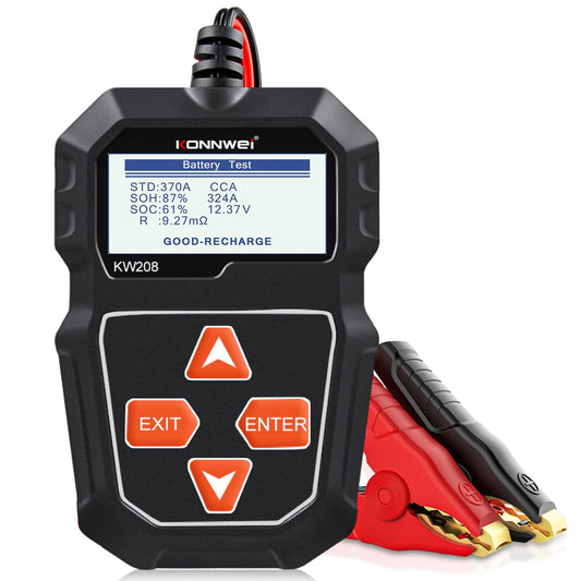 KONNWEI KW208 12V Car Battery Tester, Battery Load Tester Automotive 12V Alternator Starter Tester Digital Auto Battery Analyzer Charging Cranking System Tester for Car Truck Marine Motorcycle Boat