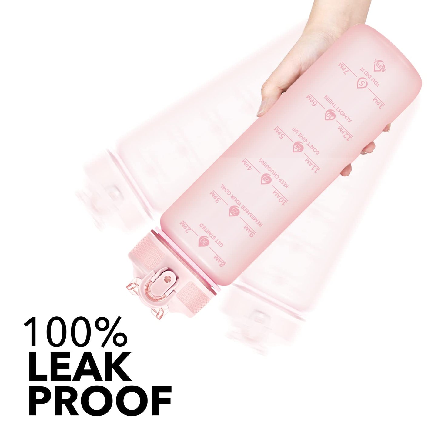 Hyeta 32oz Water Bottles with Straw - Stay Motivated and Hydrated with Convenient Times to Drink Markings, Durable, Leak-proof