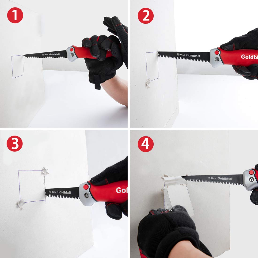 Goldblatt Folding Drywall Saw, Jab Saw, Hand Saws with Soft Grip Handle, Sheetrock Saws for Wallboard, Drywall, Plywood and PVC