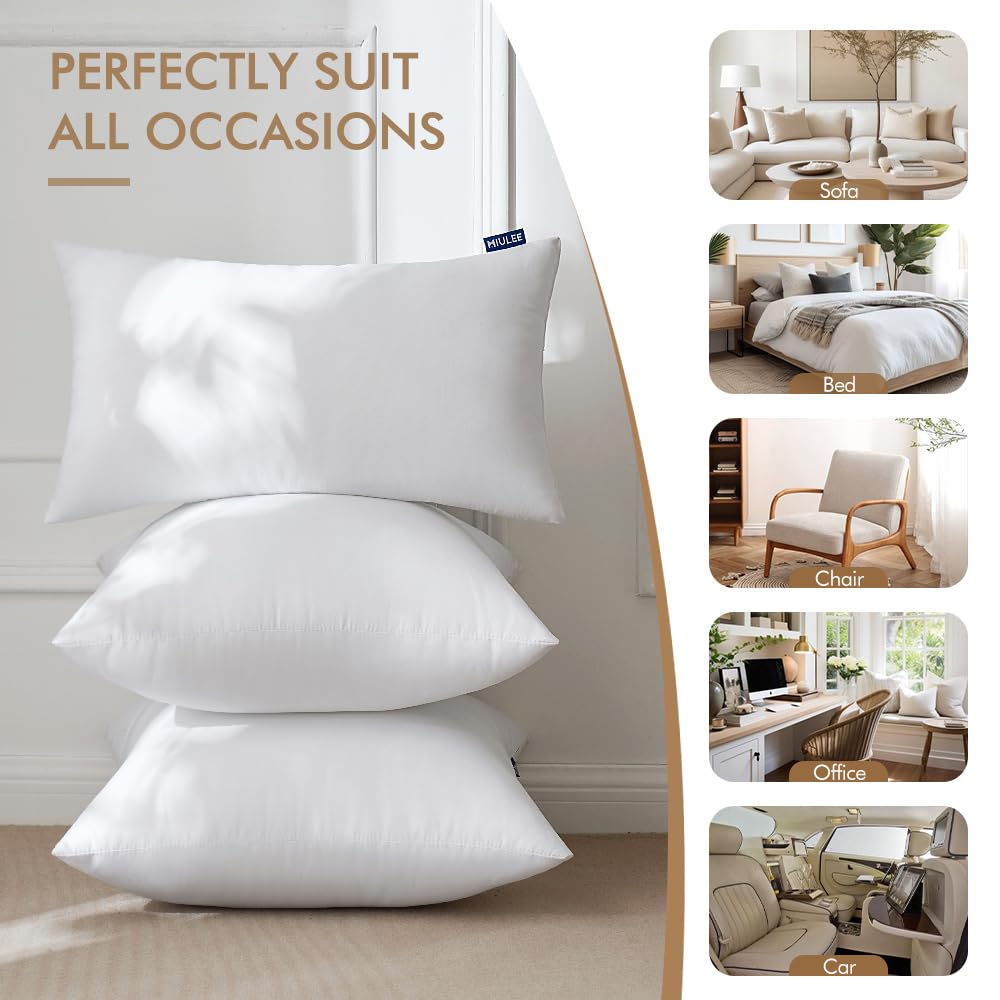 MIULEE 18x18 Inch Throw Pillow Insert Set of 4,Premium Pillow Stuffer Sham Square for Decorative Cushion Bed Couch Sofa