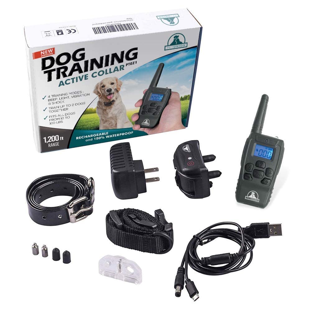 Pet Union PT0Z1 Premium Dog Training Shock Collar, Fully Waterproof, 1200ft Range (Charcoal)