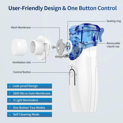 Portable Nebulizer - Nebulizer Machine for Adults and Kids Travel and Household Use, Handheld Mesh Nebulizer for Breathing Problems APOWUS.