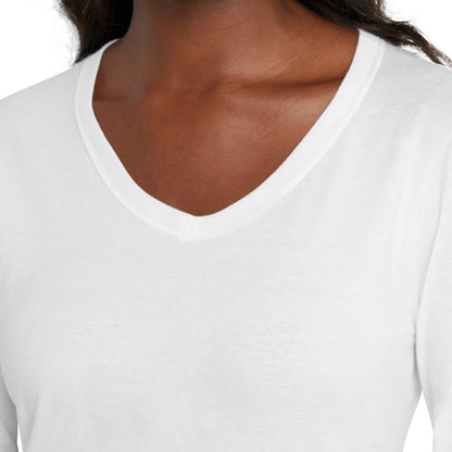 Hanes Women's Originals Long Sleeve Cotton T-Shirt, Lightweight V-Neck Tee, Modern Fit, White, Large, O9142