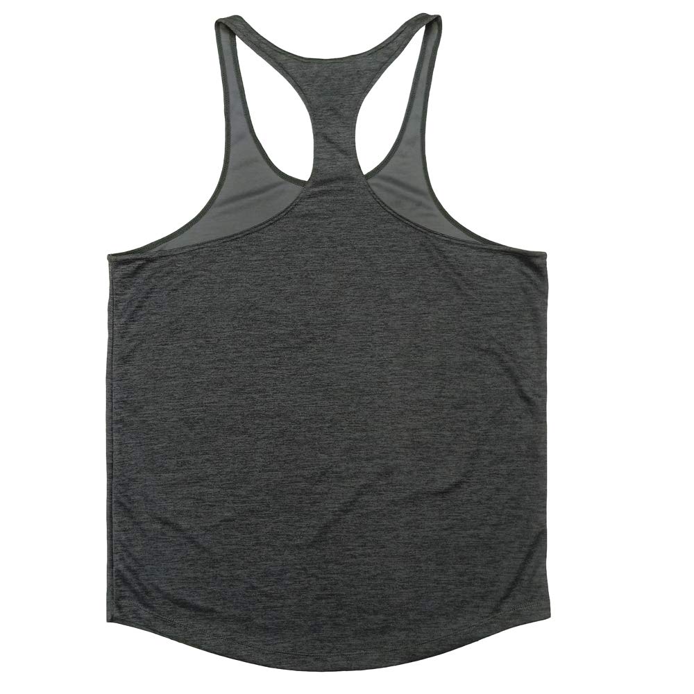 Lehmanlin Men's Bodybuilding Stringer Tank Tops Y-Back Gym Fitness Muscle T Shirt Quick Dry (Ma Black, M)