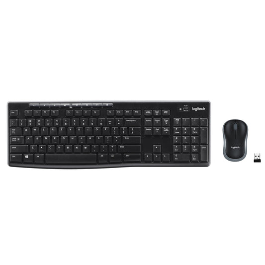 Logitech MK270 Wireless Keyboard and Mouse Combo for Windows, 2.4 GHz, 8 Multimedia Keys, PC, Laptop, Wireless Keyboard Compact Mouse Combo - Black