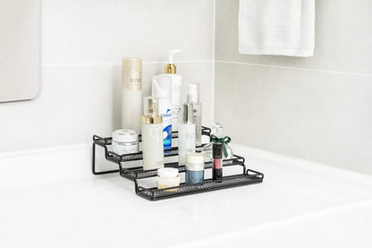 MEIQIHOME 4 Tier Expandable Spice Rack Organizer (11.4 to 22.8 Inch) Step Shelf Spice Storage Holder, for Kitchen Cabinet Countertop Cupboard Pantry, Metal, Black