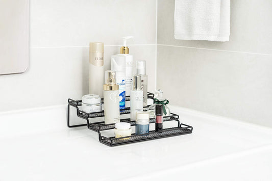 MEIQIHOME 4 Tier Expandable Spice Rack Organizer (11.4 to 22.8 Inch) Step Shelf Spice Storage Holder, for Kitchen Cabinet Countertop Cupboard Pantry, Metal, Black