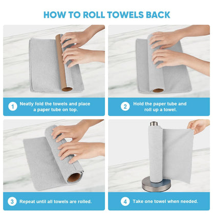 AIDEA Microfiber Cleaning Cloth Roll, Grey 75PK, Reusable Paper Towels Tear Away Cloth, Microfiber Towels for Cars, Wash Cloths, Lint Free Rags for House, Kitchen,Window,Cleaning Supplies 11.5"×11.5"