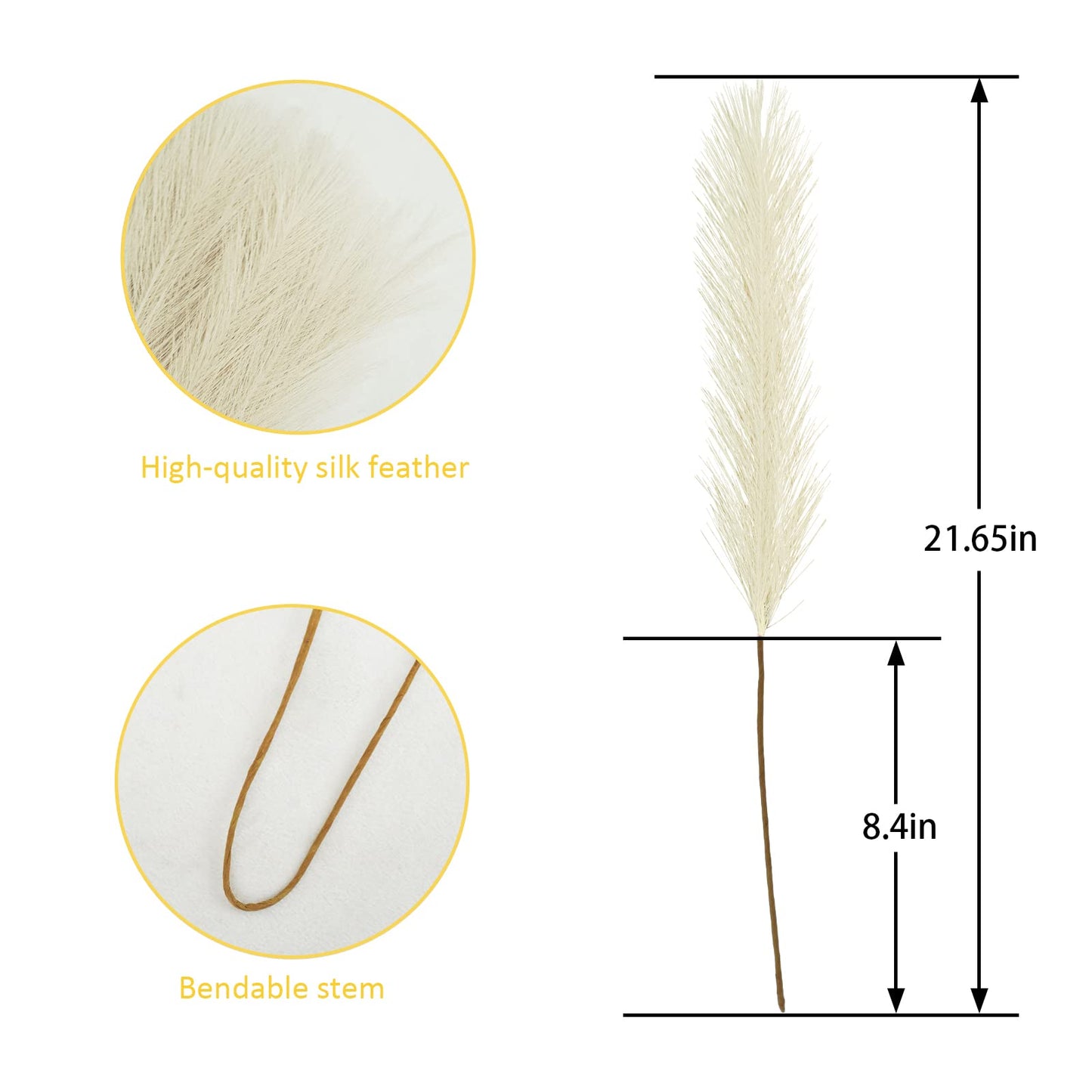obbsie 50PCS Faux Pampas Grass, 21.6" Short Artificial Pompous Grass Floral Fake Pompas Grass Branches Vase Filler Flower Arrangement for Home Wedding Boho Decor, Beige
