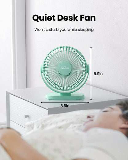 Gaiatop USB Desk Fan, 5.5 Inch Small Quiet Powerful 3 Speeds 90° Rotate, Personal Mini Portable Desktop Table Fans, Cooling for Home Office Car Travel Indoor Outdoor Pink