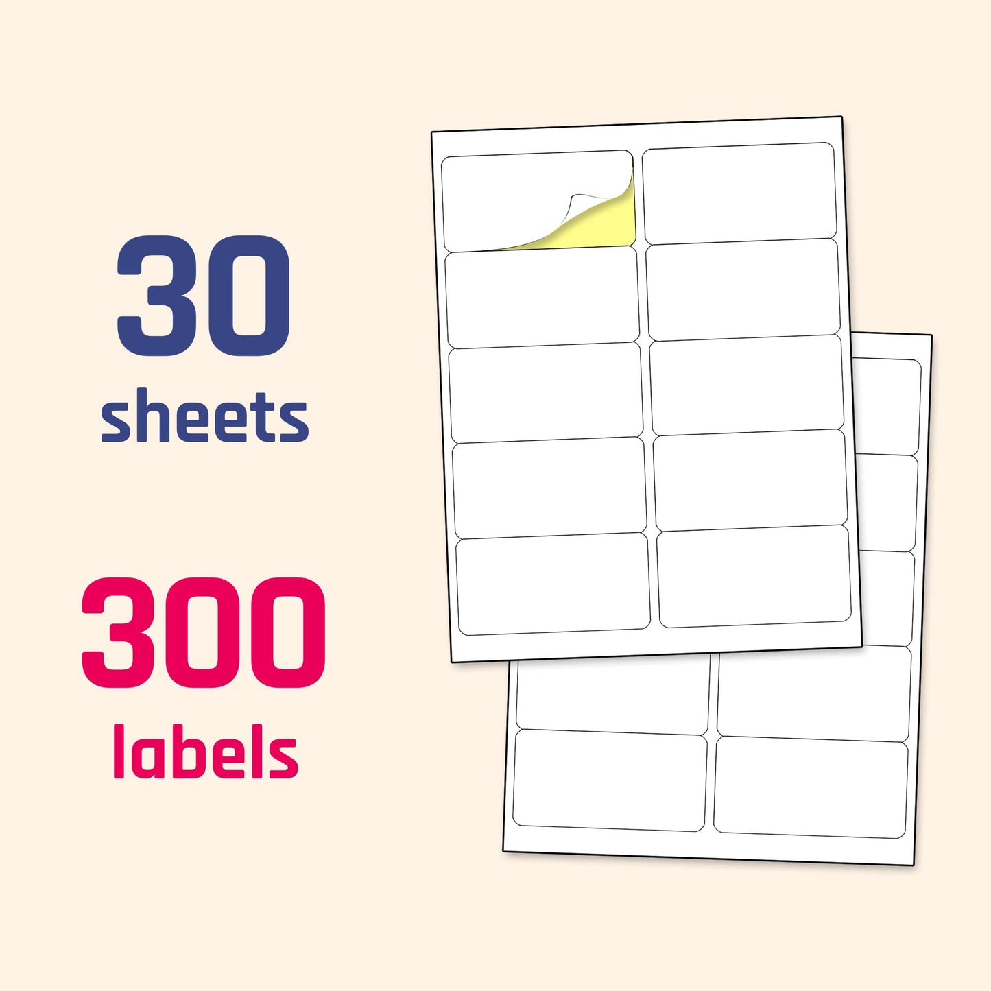 (2" x 4") 30 Sheets, Printable White Sticker Labels, Laser/Inkjet Printing - Matte, 10 per Page