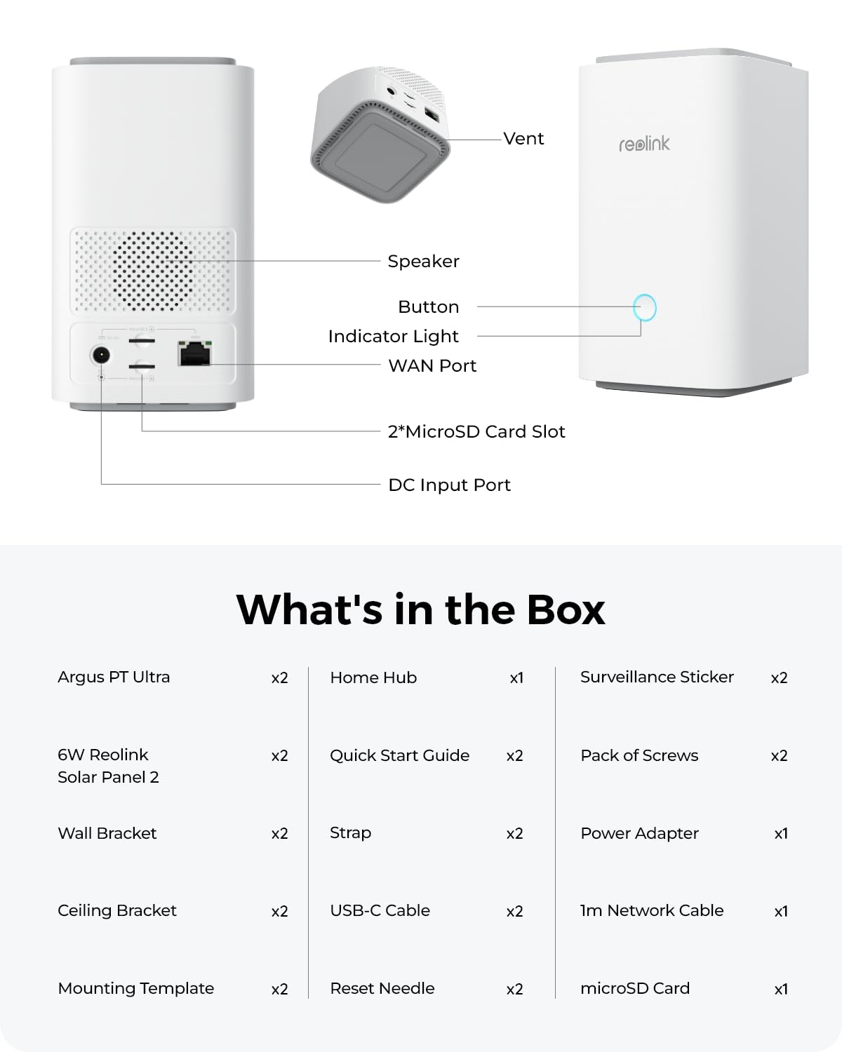 REOLINK 4K Solar Security Camera Outdoor, Encrypted Local Storage Camera System, 360° Pan Tilt, Smart Detection, No Monthly Fee, Home Hub with 4X PT Ultra + Solar Panel