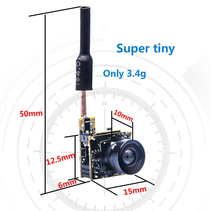 Wolfwhoop WT05 Micro AIO 600TVL Camera Only 3.4g 5.8GHz 25mW FPV Transmitter with Dipole Brass Antenna Combo for FPV Quadcopter Drone