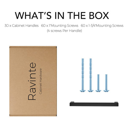 Ravinte 30 Pack 6-1/4 Inch Kitchen Square Cabinet Handles Matte Black Stainless Steel Drawer Pulls Hardware