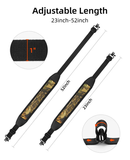 EZshoot Two Point Sling Rifle Sling with Metal Swivels,Rifle Strap with Soft Widened Shoulder Padded, Length Adjustable Gun Sling for Outdoor Sports,Camo
