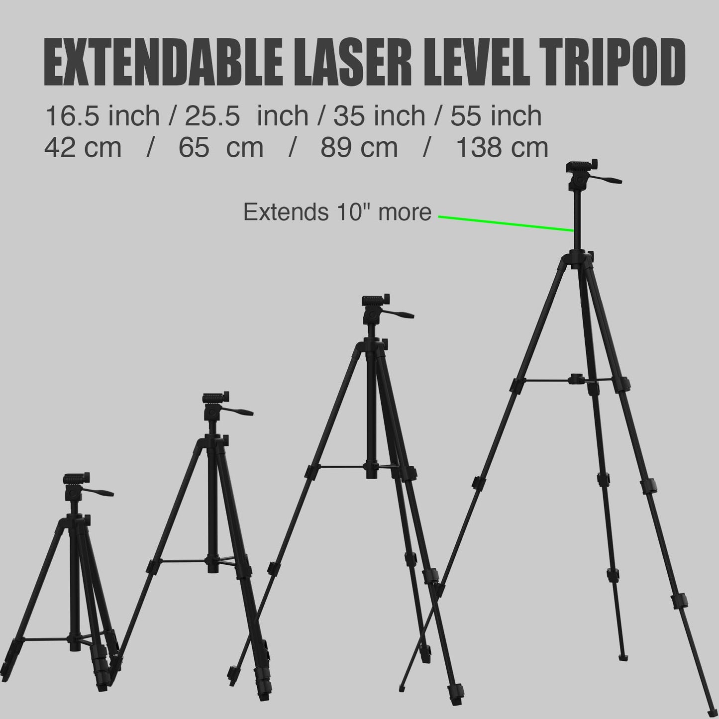 55-inch Lightweight Aluminum Laser Level Tripod with Bubble Level, Quick Release Plate with 1/4"-20 Screw Mount for Laser Level