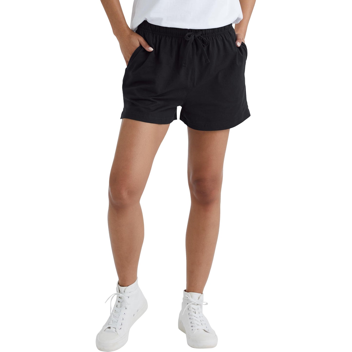 Hanes Originals, Cotton Jersey, Gym Shorts for Women, 2.5", Black