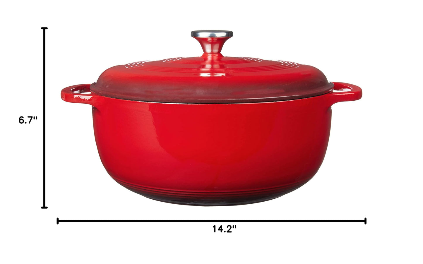 Lodge 7.5 Quart Enameled Cast Iron Dutch Oven with Lid – Dual Handles – Oven Safe up to 500° F or on Stovetop - Use to Marinate, Cook, Bake, Refrigerate and Serve – Island Spice Red