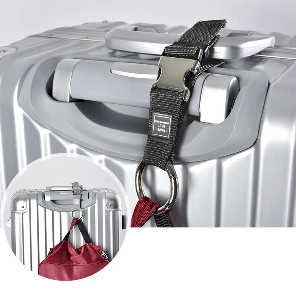 Add-A-Bag Luggage Strap Jacket Gripper, Luggage Straps Baggage Suitcase Belts Travel Accessories - Make Your Hands Free, Easy to Carry Your Extra Bags (2X Black)