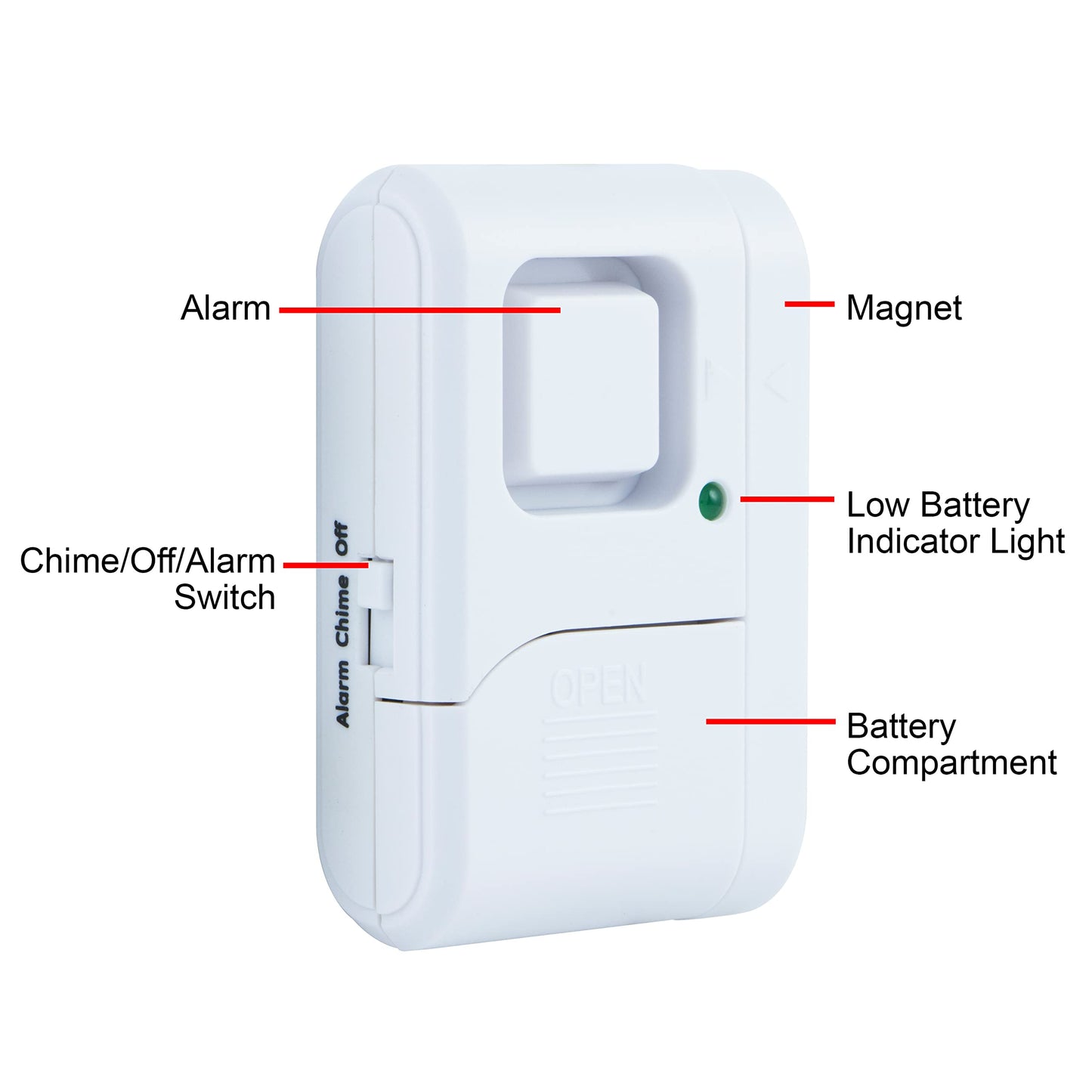 GE Personal Security Window and Door Alarm, 5 Pack, DIY Protection, Burglar Alert, Wireless Chime/Alarm, Easy Installation, Home Security, Ideal for Home, Garage, Apartment and More,White, 45987