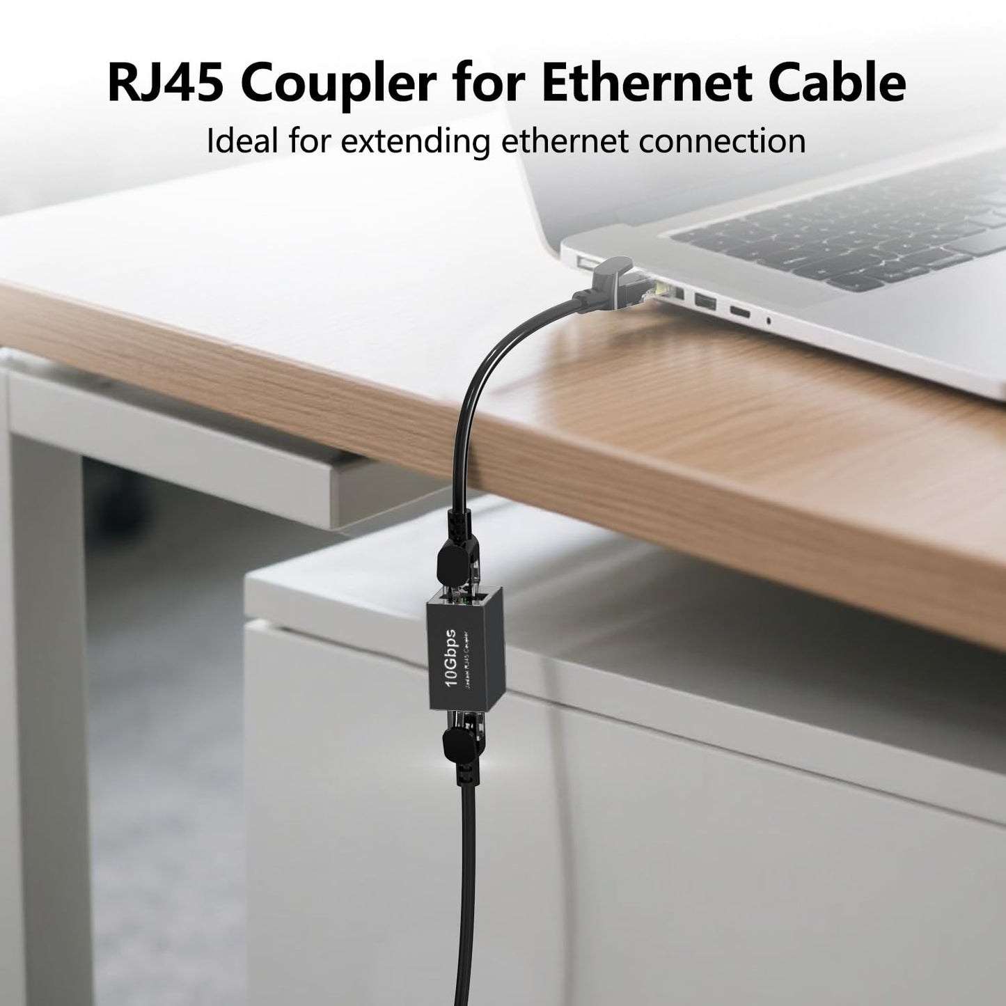 Jadaol RJ45 Coupler 10Gbps, Premium Gold Plated Shielded Ethernet Extender with PoE Support, 328ft Long Distance Extend, Ethernet Coupler Female to Female for Cat8 Cat7 Cat6a Cat6 Cable, 1 Pack Black