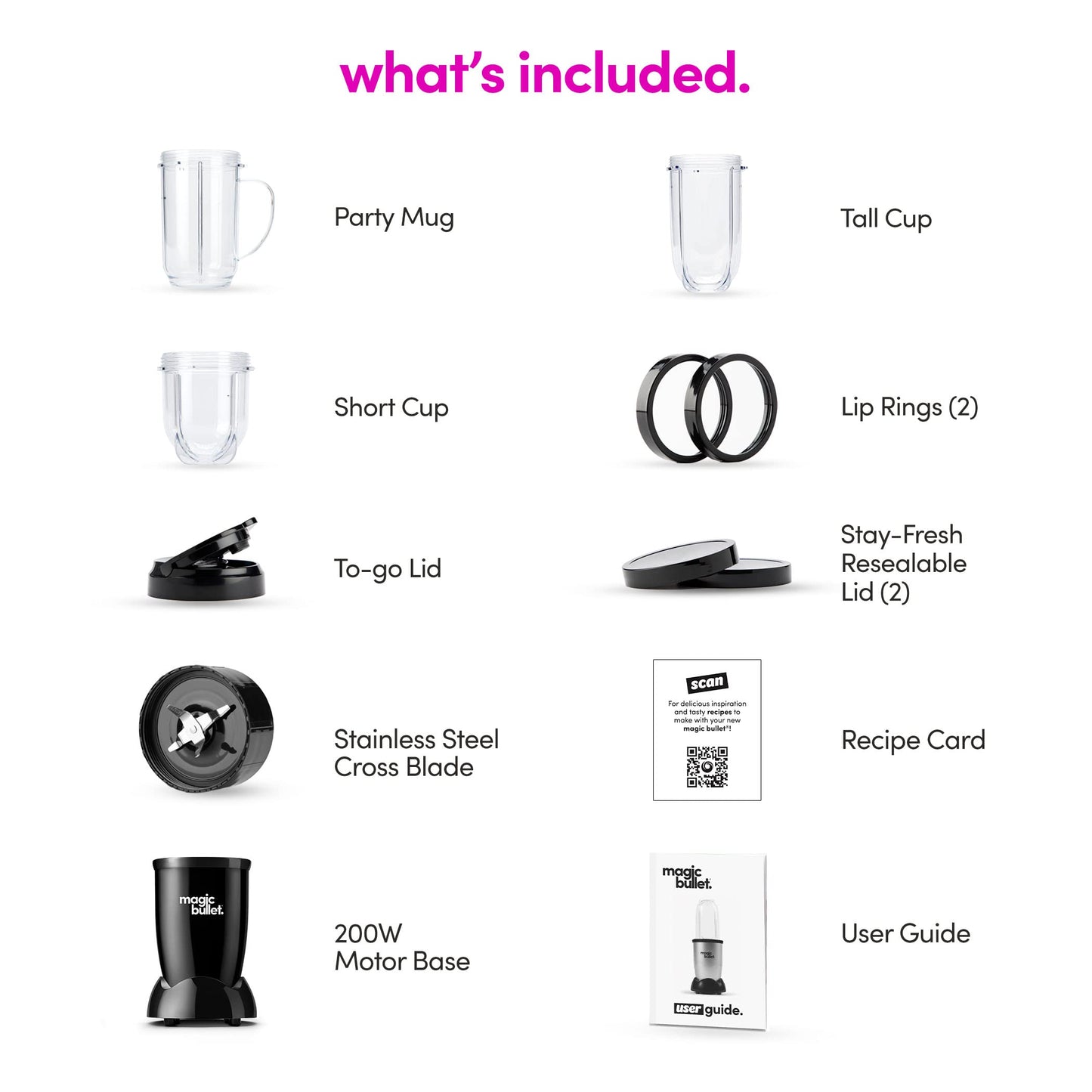 magic bullet Blender, Small, Black, 11 Piece Set