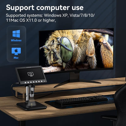 Microscope-LCD Digital Coin Microscope 500x, Coin Magnifier with 8 Adjustable LED Lights, PC View Compatible with Windows/MacBook,7 Inch