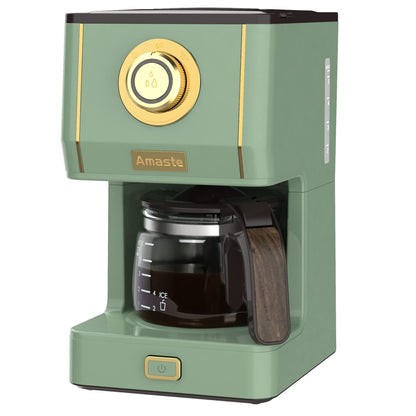 Amaste Drip Coffee Maker, Coffee Machine with 25 Oz Glass Coffee Pot, Retro Style Coffee Maker with Reusable Filter & Three Brewing Modes, 30minute-Warm-Keeping, Matcha Green