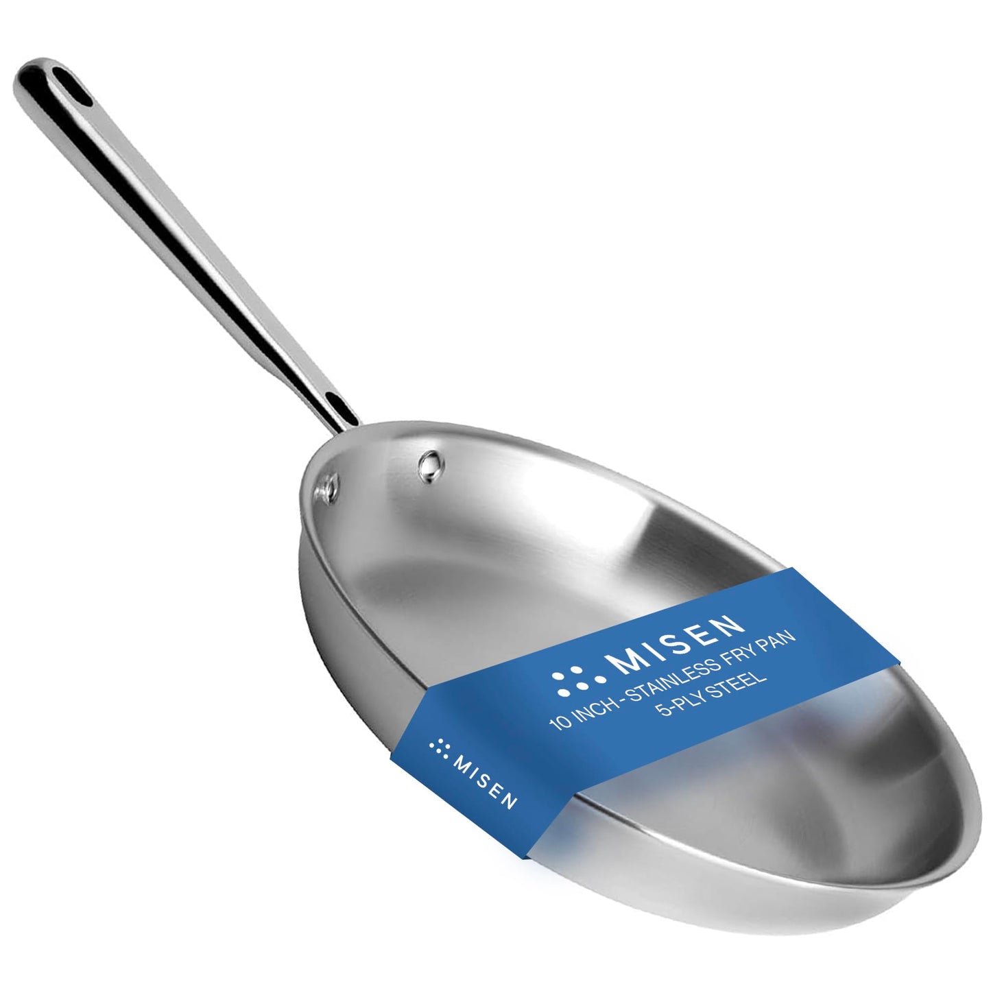 Misen 5-Ply Stainless Steel 10" Frying Pan - Professional Cookware for Induction, Gas and Electric - Dishwasher Safe, Oven Safe to 800°F - Durable, Versatile, Even Heating