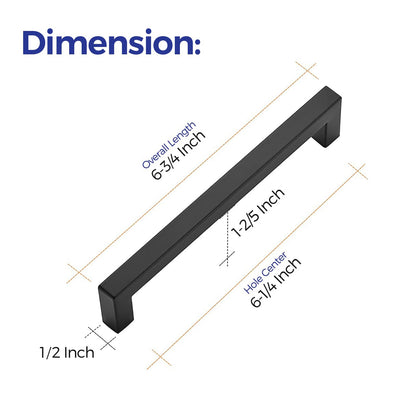 Ravinte 30 Pack 6-1/4 Inch Kitchen Square Cabinet Handles Matte Black Stainless Steel Drawer Pulls Hardware