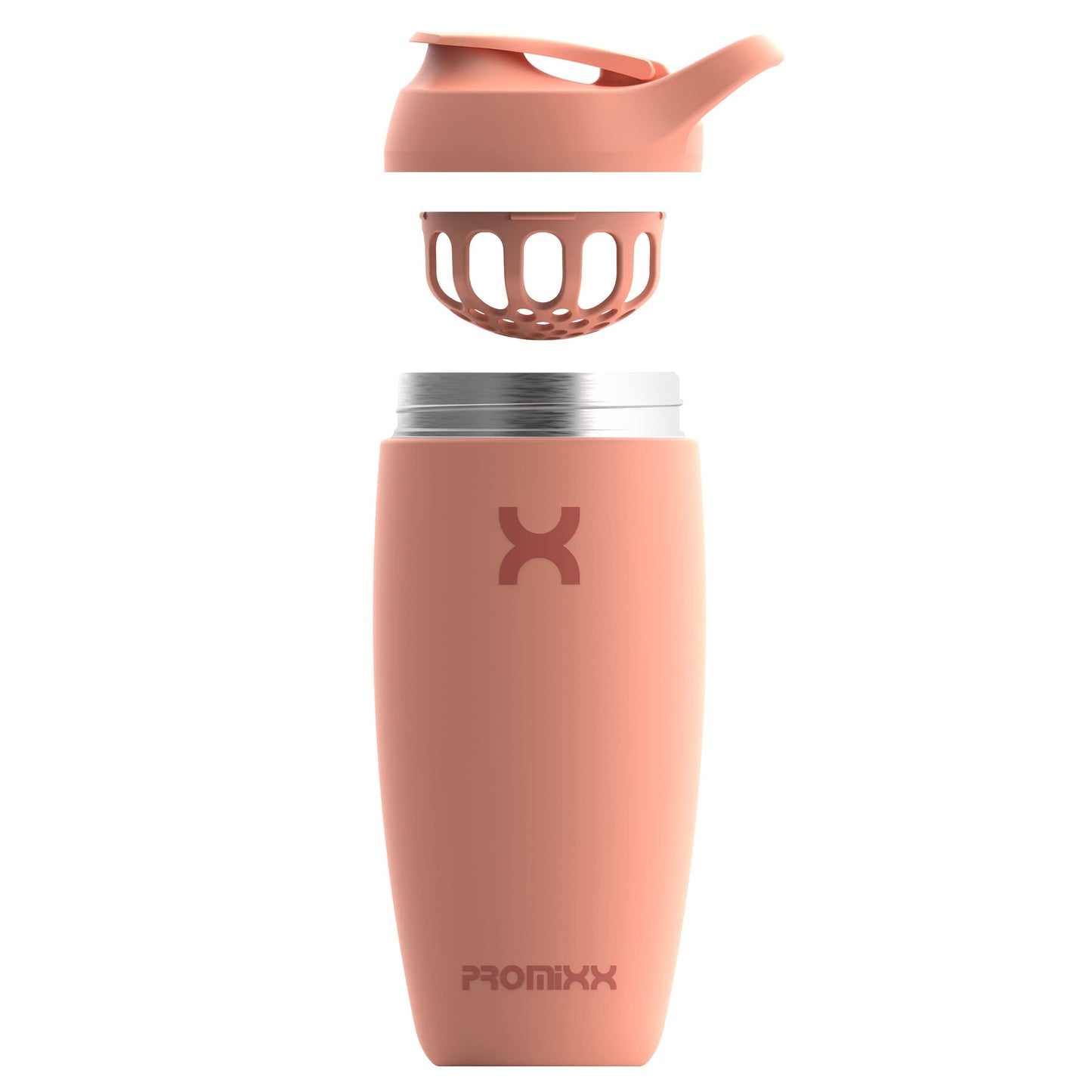Promixx Pursuit Shaker Bottle Insulated Stainless Steel Water Bottle and shaker Cup, 18oz, Coral