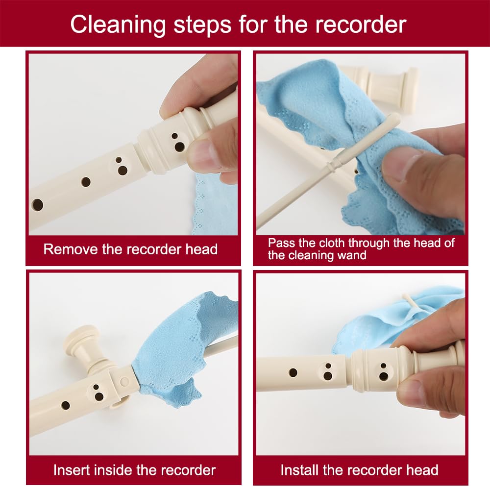 Glory Soprano Recorder Instrument for Beginner, German Fingering C Key Recorder Instrument,Beige