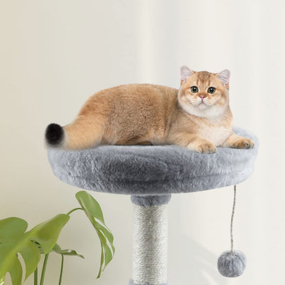MIAO PAW Grey Cat Tree Tower for Indoor Cats Condo with Scratching Post Cat Tree for Large Medium Small Cat with Dangling Ball Stand for Kittens Activity Tower