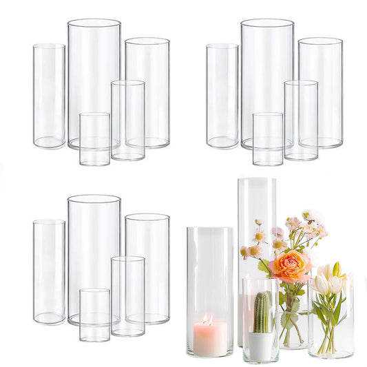 15pcs Cylinder Vases for Centerpieces Small Flower Glass Vases Clear Vase Home Decor Centerpiece Table Flower Vase Decorations for Wedding Decoration＆Holiday Mixed Sizes Tall