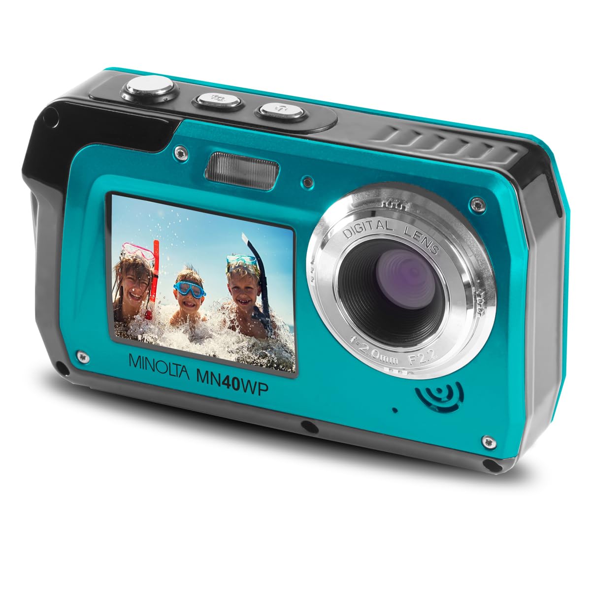 Minolta MN40WP 48MP Waterproof Digital Camera – Dual LCD Screens, 2.7K QHD Video, 16x Digital Zoom, Anti-Shake, Face Detection, 10ft Waterproof (Blue)