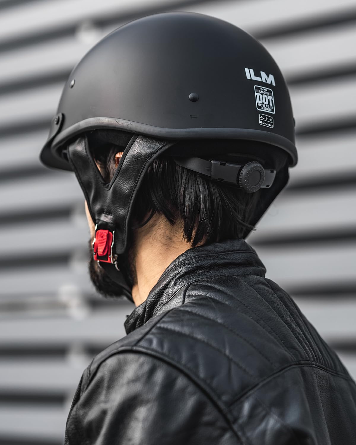 ILM Half Helmet Motorcycle Open Face Sun Visor Quick Release Buckle DOT Approved Cycling Motocross Suits Men Women Model-205V (L, Matt Black)