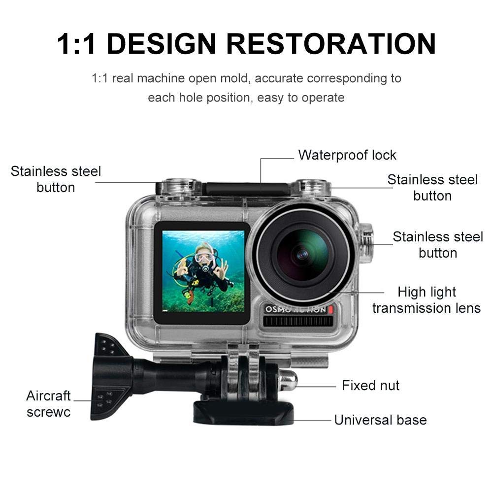 FitStill 45M/147FT Waterproof Case Only Compatible with DJI Osmo Action ONE Camera,(NOT fit Action 2/3/4/5Pro),Underwater Diving Shell Protective Housing Accessories Kit