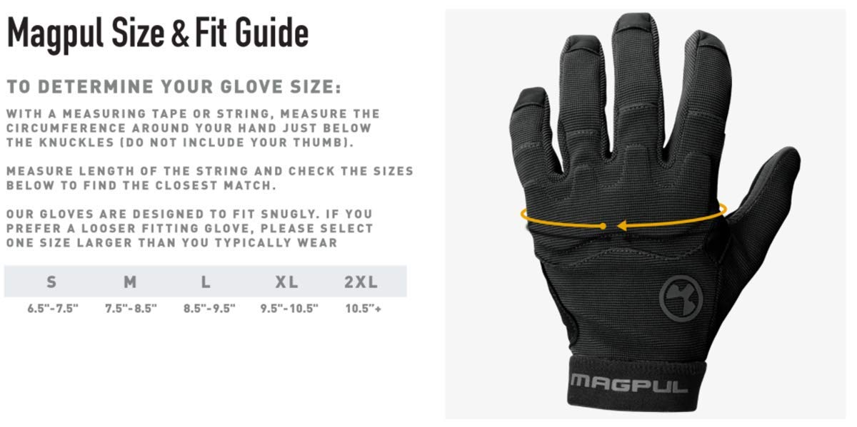 Magpul Technical Glove 2.0 Lightweight Work Gloves, Black, Large
