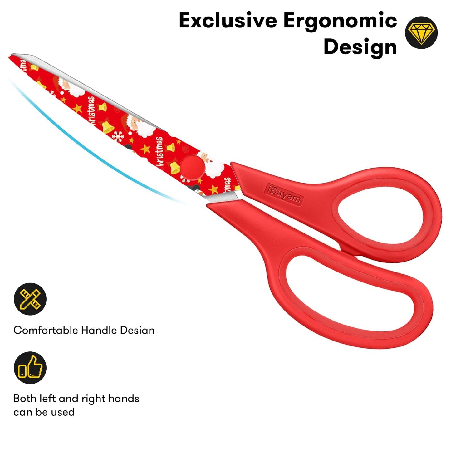 iBayam All Purpose Scissors for Construction Scrapbook Kraft Craft Paper, Gifts Wrapping Packing Paper Cutter Tool, 3 Pack Ultra Sharp 8" Thick Blade Comfort-Grip Scissors for Moving Package Supplies